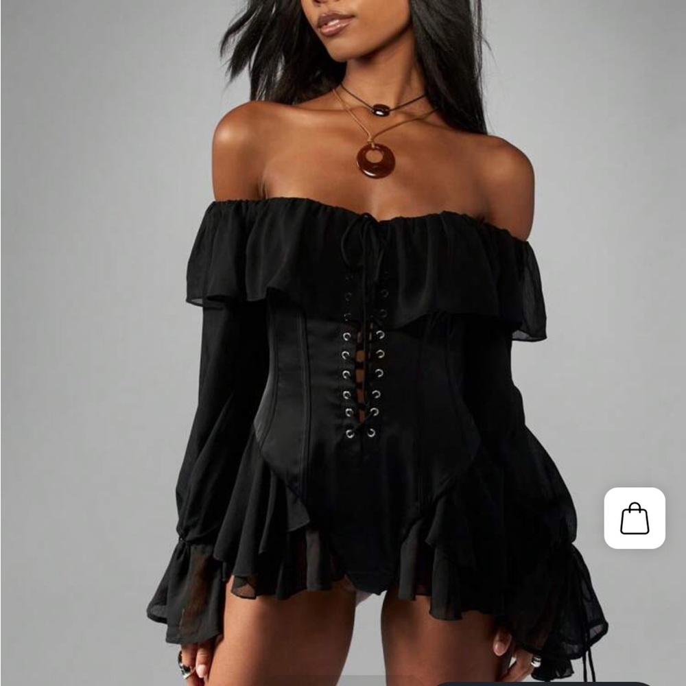 Black Off-Shoulder Corset Dress